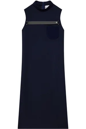 Courrèges Strap-detailed twill midi dress