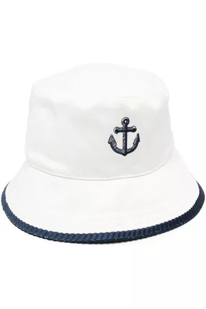 Thom Browne Homem Chapeu bucket - Anchor-embroidered cotton bucket hat