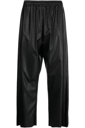 Maison Margiela Homem Calças em Pele - Cropped faux-leather trousers