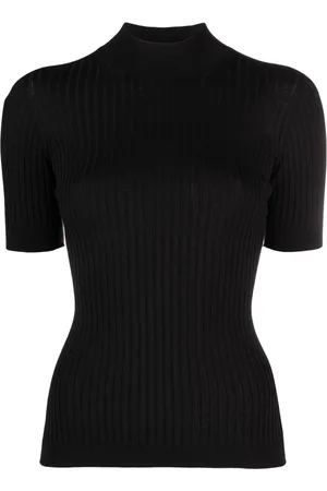 VERSACE Ribbed-knit short-sleeve top