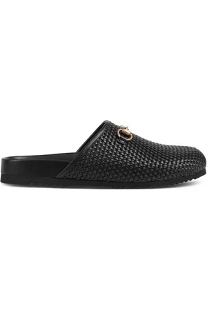 Gucci Homem Pantufas - Horsebit-detail leather slippers