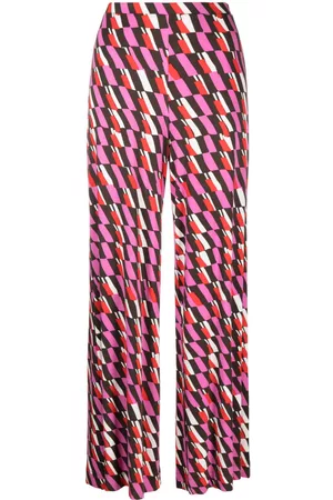 Diane von Furstenberg Mulher Calças à Boca-de-sino - Holly abstract-print palazzo trousers