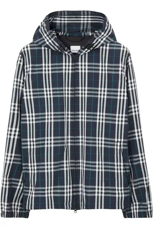 Burberry Homem Casacos - Checked zip-up hooded jacket
