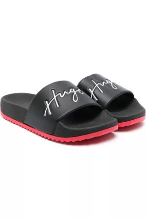 Hugo Kids Menina Chinelos - Logo-print flat slides