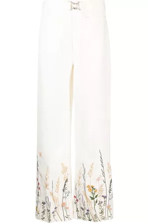 Ralph Lauren Mulher Calças à Boca-de-sino - Floral-hem wide-leg trousers