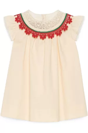 Gucci Menina Vestidos Bordados - Floral-embroidered lace poplin dress