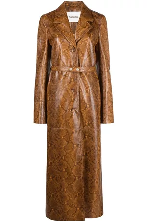 Nanushka Mulher Casacos de Pele - Snakeskin-effect faux-leather coat