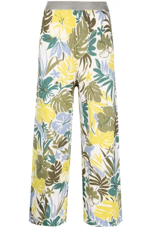 Liu Jo Mulher Calças, Calções & Jeans - Floral-print knit cropped trousers
