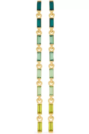 Oscar de la Renta Mulher Brincos - Crystal-embellished baguette strand earrings