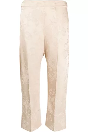 SEMICOUTURE Mulher Calças Formais - Floral-jacquard tailored trousers