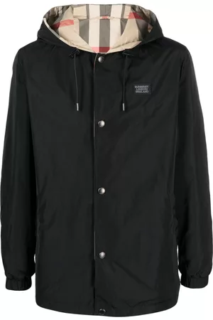 Burberry Homem Casacos - Check-pattern reversible hooded jacket
