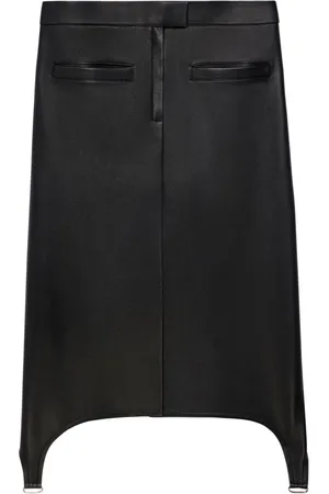 Courrèges Suspenders-detail leather midi skirt