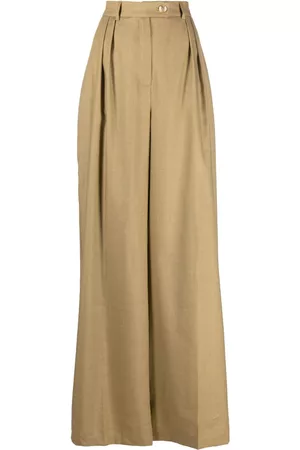 LESYANEBO Mulher Calças à Boca-de-sino - Wide-leg high-waist trousers