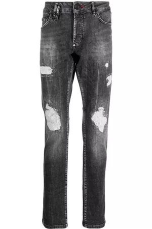 Philipp Plein Homem Calças de ganga Slim - Skull Bones ripped-detail jeans