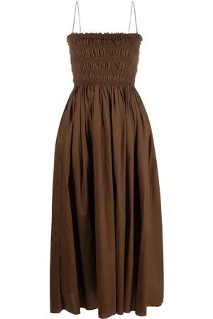 MATTEAU Mulher Vestidos Midi - Shirred cotton midi dress