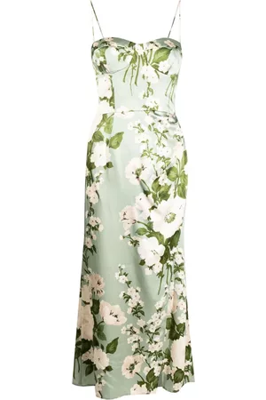 Reformation Mulher Vestidos Estampados - Marguerite floral-print silk midi dress