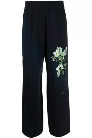 Victoria Beckham Mulher Calças à Boca-de-sino - Floral-print wide-leg trousers
