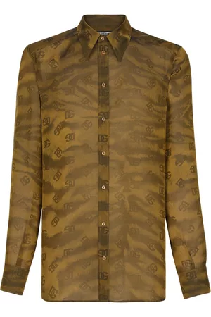 Dolce & Gabbana Homem Camisa Formal - Monogram-print silk shirt
