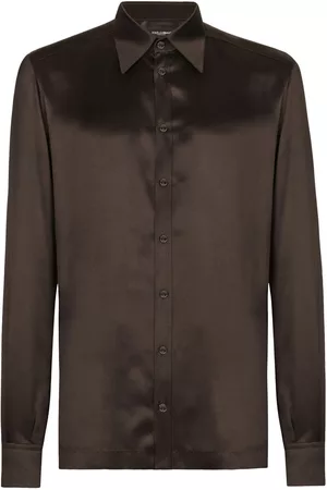 Dolce & Gabbana Homem Camisa Formal - Button-up satin-finish silk shirt