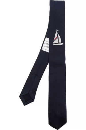 Thom Browne Homem Laços de Colarinho - Sailboat icon jacquard tie