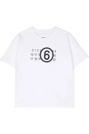 Maison Margiela Menina T-shirts & Manga Curta - Numbers-motif cotton T-shirt