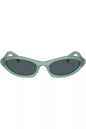 Miu Miu Mulher Óculos de Sol - Logo-plaque oval-frame sunglasses