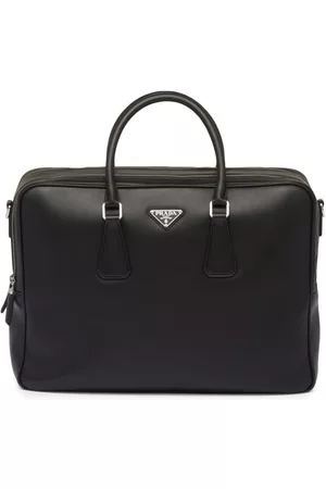 Prada Homem Pastas e Mochilas Para Portátil - Triangle-logo Saffiano leather briefcase