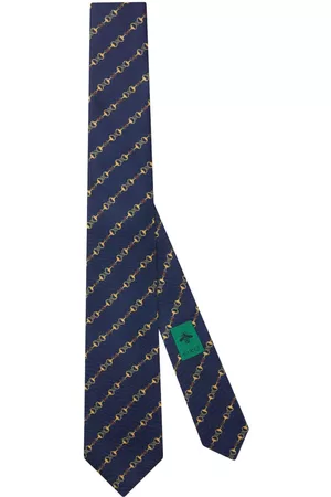 Gucci Homem Laços de Colarinho - Horsebit-print silk tie