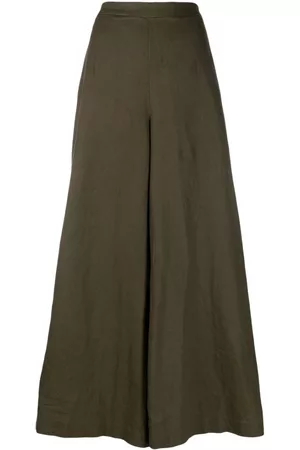 Ralph Lauren Mulher Calças à Boca-de-sino - Linen palazzo flat-front trousers