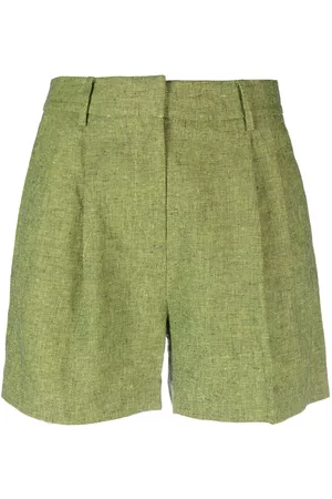 Michael Kors Mulher Calções - Pleated linen-blend shorts