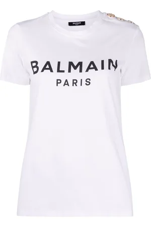 Balmain Button-embellished logo-print T-shirt