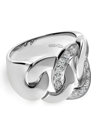 Leo Pizzo 18kt white gold Groumette diamond chain ring
