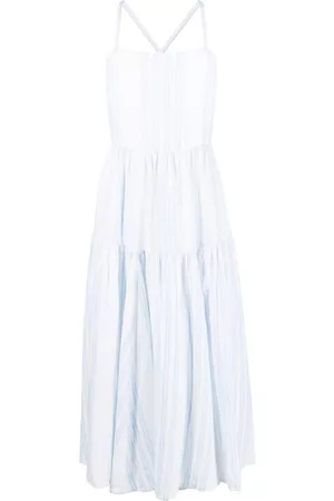 Ralph Lauren Mulher Vestidos Midi - Striped linen midi dress