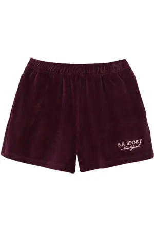 Sporty & Rich Logo-embroidered velvet shorts