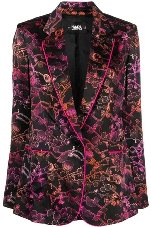 Karl Lagerfeld Mulher Blazers com estampado - Chain-print single-breasted blazer