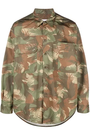Moschino Homem Camisas de Manga comprida - Camouflage-print long-sleeve cotton shirt