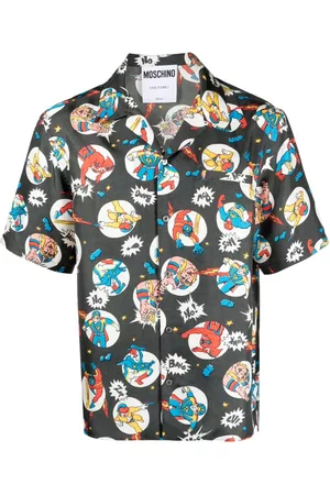 Moschino Homem Camisa Formal - Comic-print silk shirt