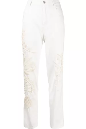 ERMANNO SCERVINO Menina Calças de ganga Retas - Boyfriend floral-embroidered jeans