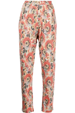 ROSETTA GETTY Mulher Calças Estampadas - Floral-print slim-fit trousers