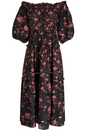 Marchesa Rosa Mulher Vestidos Estampados - Ayana floral-print off-shoulder midi dress