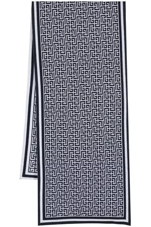 Balmain Homem Cachecóis & Echarpes - Monogram-pattern wool scarf