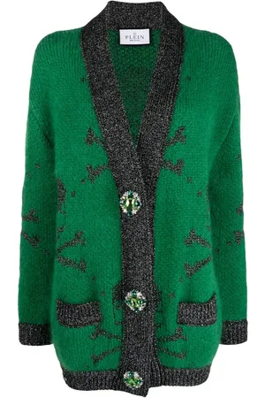 Philipp Plein Skull-print mohair-blend cardigan