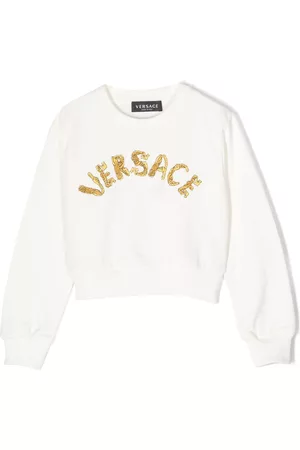 VERSACE Menina Sweatshirts - Logo-embroidered cotton sweatshirt
