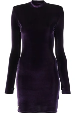 Philipp Plein Logo-plaque velvet mini dress