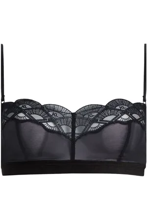 Karl Lagerfeld Logo-embroidered lace bralette