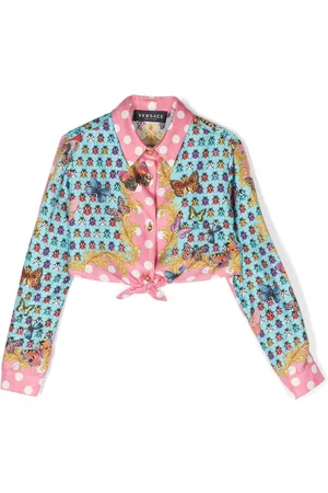 VERSACE Menina Camisas - Butterflies-print cropped shirt