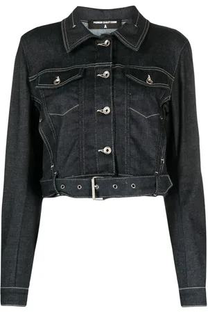 Patrizia Pepe Cropped contrast-stitch denim jacket