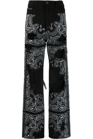 Philipp Plein Ripped paisley-print jeans