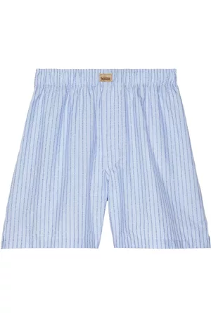 Gucci Mulher Calções - Stripe-print cotton shorts