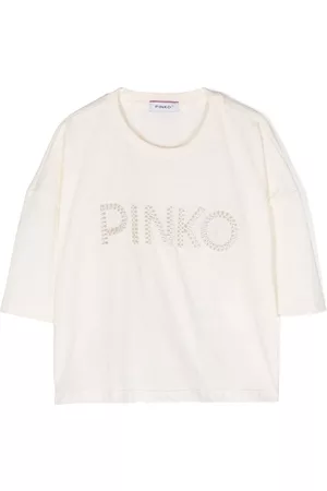 Pinko Kids Menina T-shirts & Manga Curta - Logo-embroidered cotton-jersey T-shirt